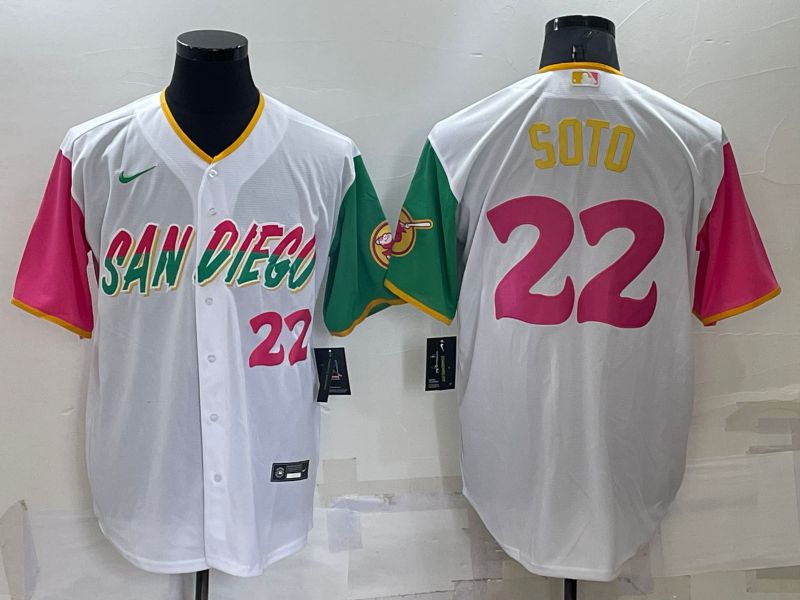Cheap Men San Diego Padres 22 Soto White City Edition Game Nike 2022 MLB Jersey